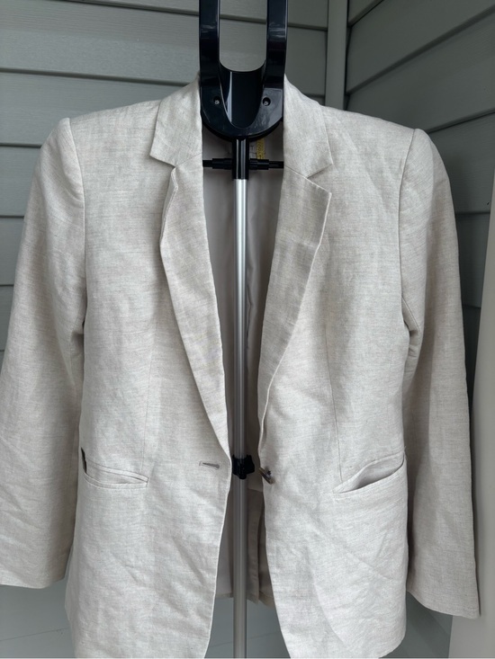 LOFT Jackets & Blazers - LOFT Womens Size 0 Linen Blend Blazer Oatmeal Beige One Button Career Jacket